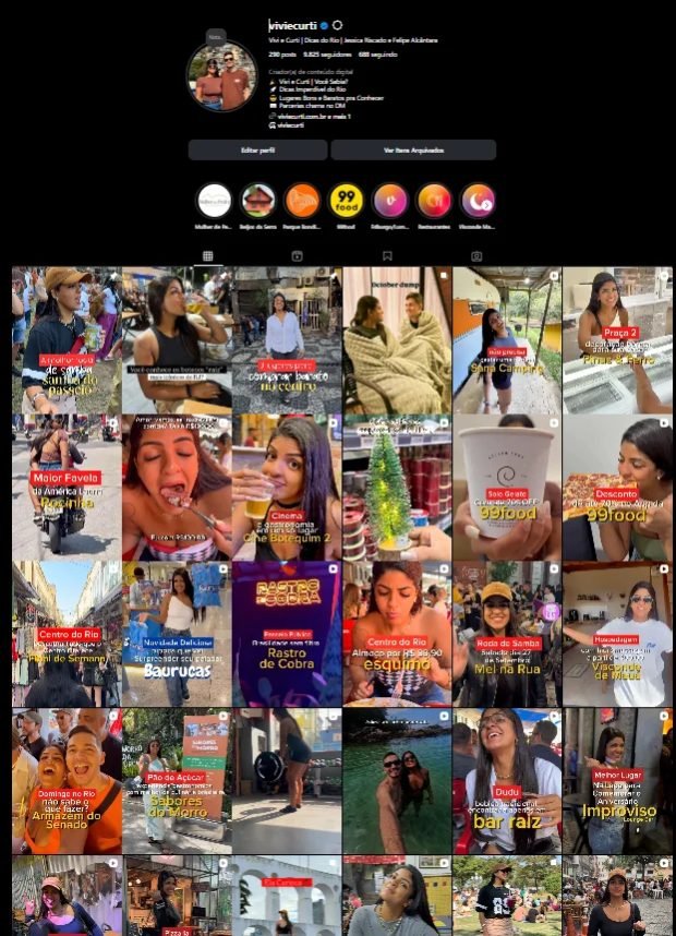 Perfil do Vivi & Curti no Instagram